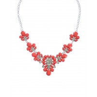 Firecracker Red Stone Flower Cluster Necklace